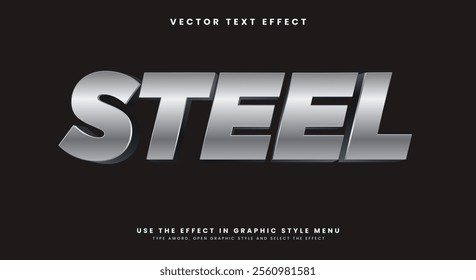 Steel editable text effect Template with elegant text style