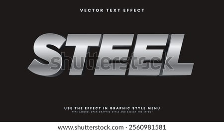 Steel editable text effect Template with elegant text style