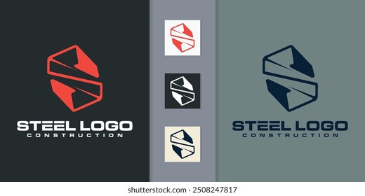 Steel Fabrication logo vector with letter S. construction logo vector collection