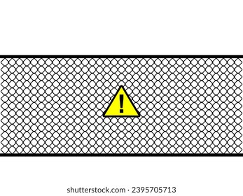 steel fence with caution sign element