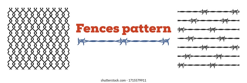 Steel fence patterns for security theme design. Wire fence. Metal grid.
