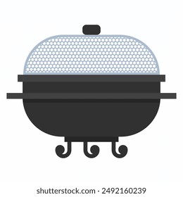 Steel fire pit vector cartoon illustration isolated on a white background.