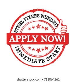 Steel Fixers needed - Apply Now sticker designed for recruitment agencies / human resources companies