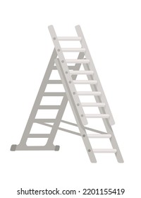 Steel folding portable ladder household equipment vector illustration isolated on white background