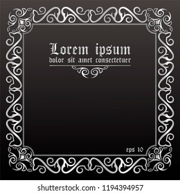 Steel frame with celtic motives. Vector illustration isolated on a black background.