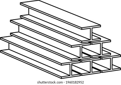 Steel frame (h steel) isolated vector illustration.