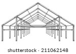 steel frame wide building project scheme isolated on white vector illustration