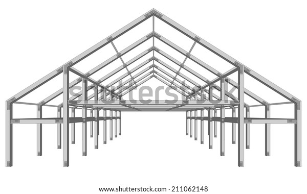 白いベクターイラストに鉄骨造りの建物プロジェクトスキーム のベクター画像素材 ロイヤリティフリー