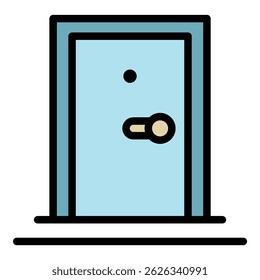 Steel front door icon. Outline steel front door vector icon color flat isolated