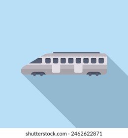 Steel front train icon flat vector. Fast speed move. Passenger transport