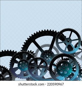 steel gears on  white background