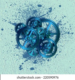steel gears on  white background
