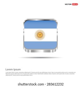 Steel glossy Argentina flag button