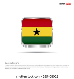 Steel glossy Ghana flag button