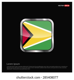 Steel glossy Guyana flag button