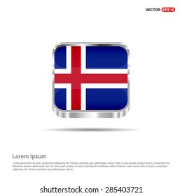 Steel glossy Iceland flag button