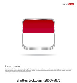 Steel glossy Indonesia flag button