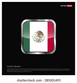 Steel glossy Mexico flag button