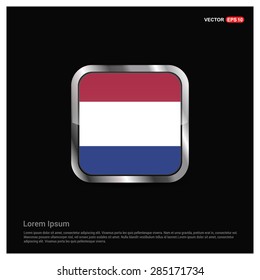Steel glossy Netherlands flag button