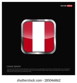 Steel glossy Peru flag button