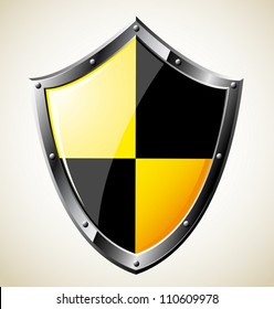 Steel glossy shield. Vector EPS8.