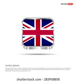 Steel glossy UK flag button