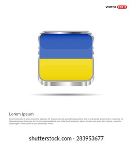 Steel glossy Ukraine flag button