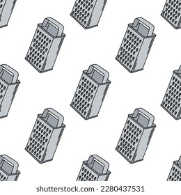 Steel Grater icon isolated seamless pattern on white background. Kitchen symbol. Cooking utensil. Cutlery sign. Vector, Cartoon style , doodle