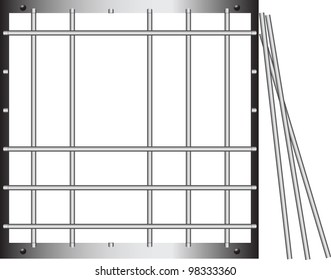 Steel grating without a few twigs. Vector illustration.