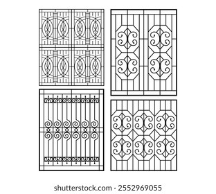 Steel grill design silhouette vector template