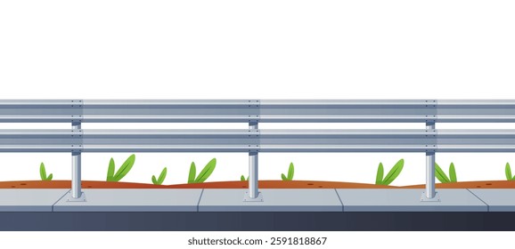 Steel guard rail designed for road safety vector.