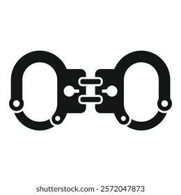 Steel handcuffs closed and locked representing law enforcement and the justice system