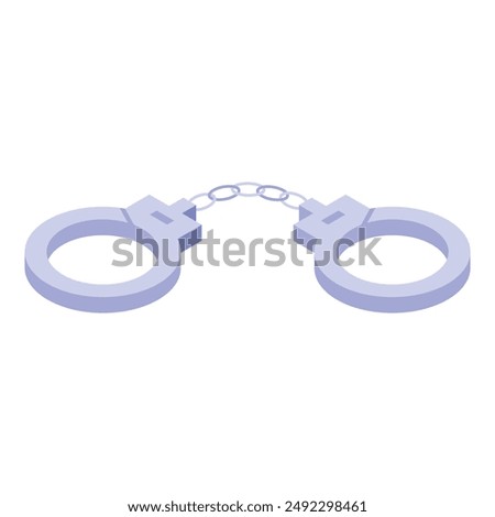 Steel handcuffs connected with chain representing law enforcement, crime and punishment
