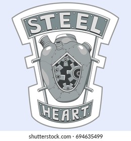 Steel heart vector design for t-shirt print or fabric.