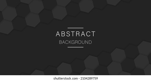 Steel Honeycomb Backdrop. Dark Grey and Black Textured Wallpaper. Metal Black Background with Hexagons. Iron Pattern. Abstract Modern Design. Vector Illustration.