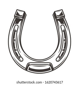 Steel horseshoe concept in vintage monochrome style isolated vector illustration