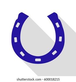 Steel horseshoe sign. Vector. Blue icon with flat style shadow path on white background.