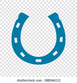 Steel horseshoe sign. Vector. Cerulean icon on transparent background.