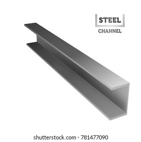 Steel I-beam. Logo of the channel. Realistic vector illustration.