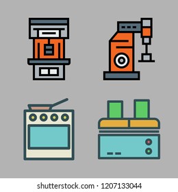 steel icon set. vector set about industrial robot, factory and oven icons set.
