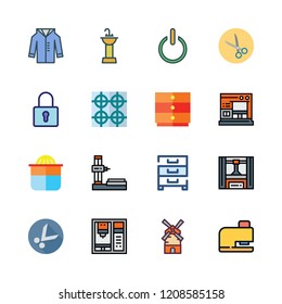 steel icon set. vector set about squeezer, industrial robot, sink and scissors icons set.