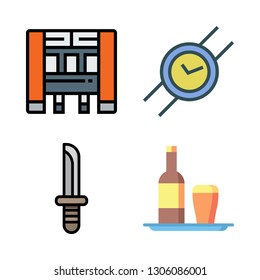 steel icon set. vector set about tray, dagger, industrial robot and wristwatch icons set.