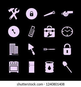 steel icon. steel vector icons set spatula, whistle, toolbox and saw