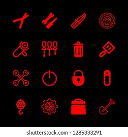 steel icons set with knife, spatula and power vector set