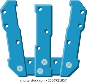 Steel Industrial Letter Alphabet Vector Element