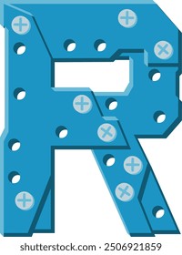 Steel Industrial Letter Alphabet Vector Element