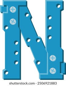 Steel Industrial Letter Alphabet Vector Element