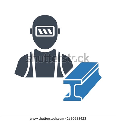 Steel industry worker icon. Vector and glyph