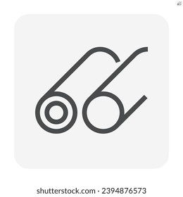 Steel or iron pipe product icon. 
Hollow structural section (HSS). Round or hollow cylinder profile shape.
Used as framing, truss structure in engineering, construction and building material. 48x48 px