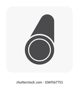 Steel or iron pipe product vector icon. 
Hollow structural section (HSS) or round or hollow cylinder profile shape.
Used as framing, truss structure in engineering, construction and building material.